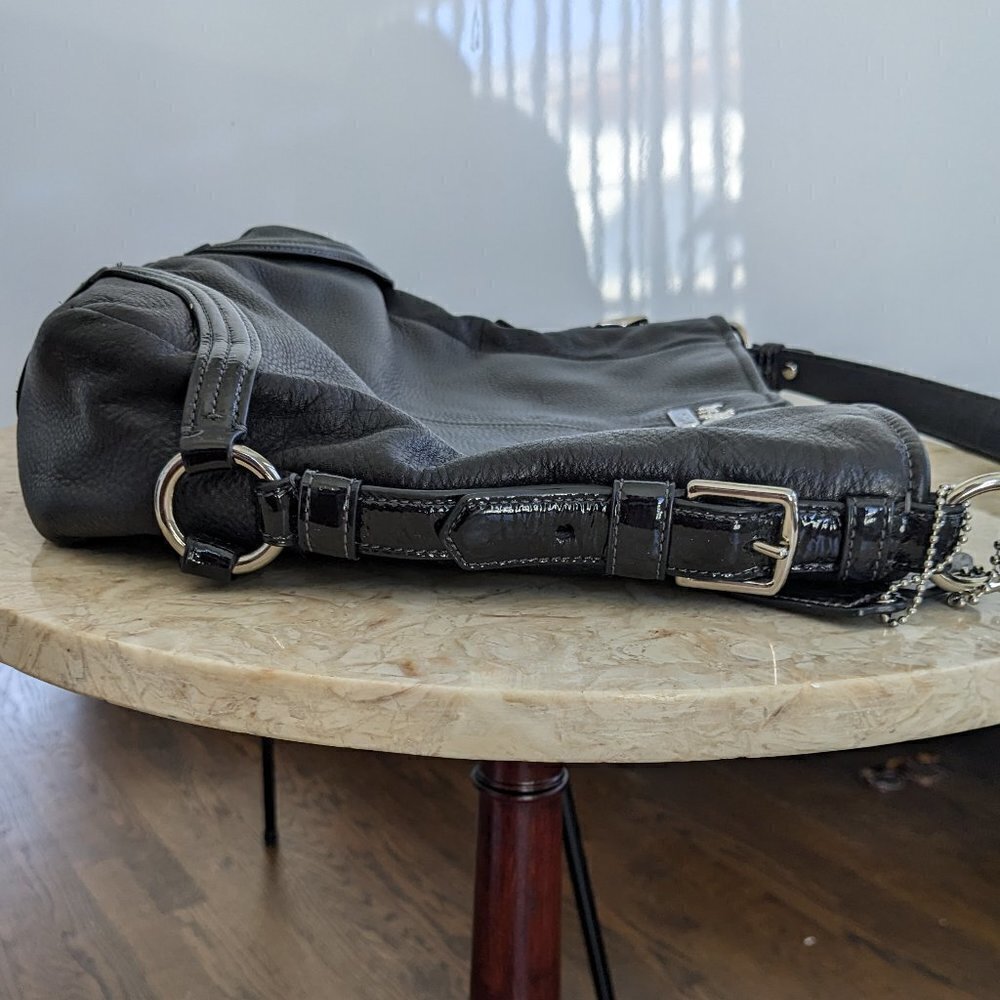 Coach Black Leather with Patent Leather Hobo - Picture 3 of 8